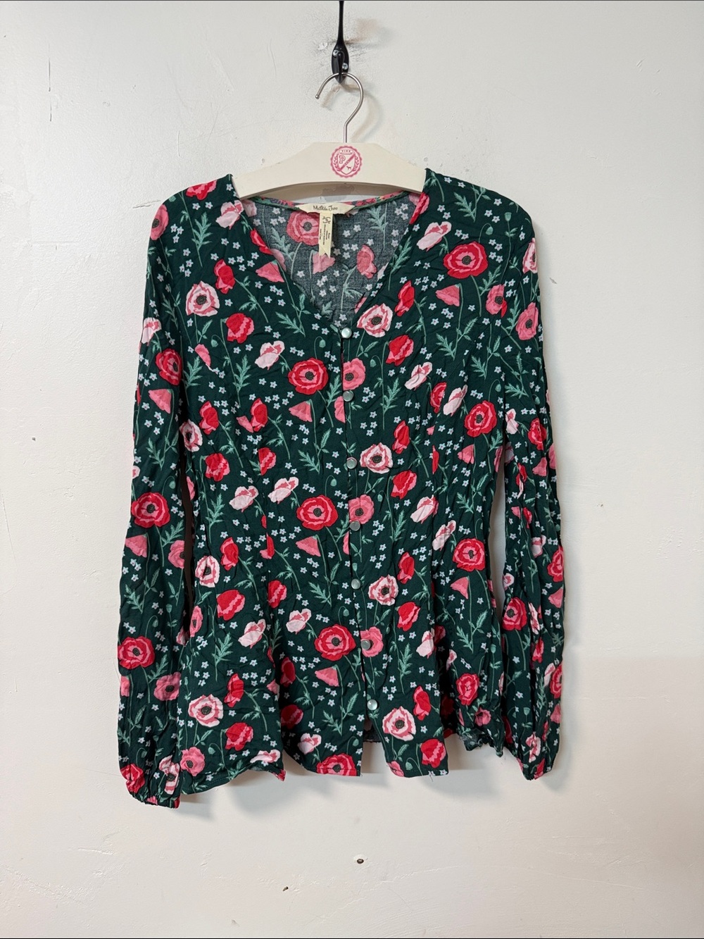 Matilda Jane Dark Green Floral Button-Front Blouse